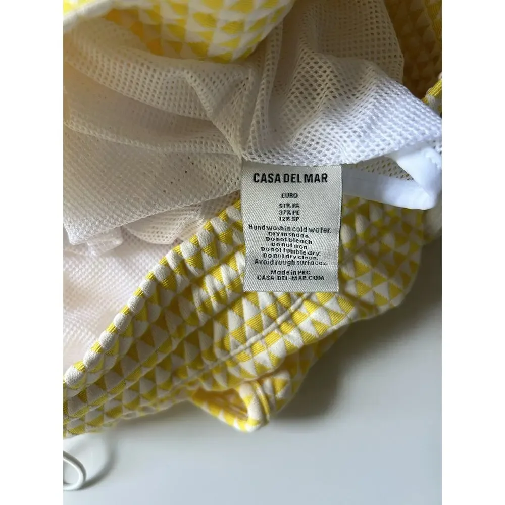 Casa Del Mar Mens Swim Trunks Shorts Yellow White Geometric Shorts Sz XL